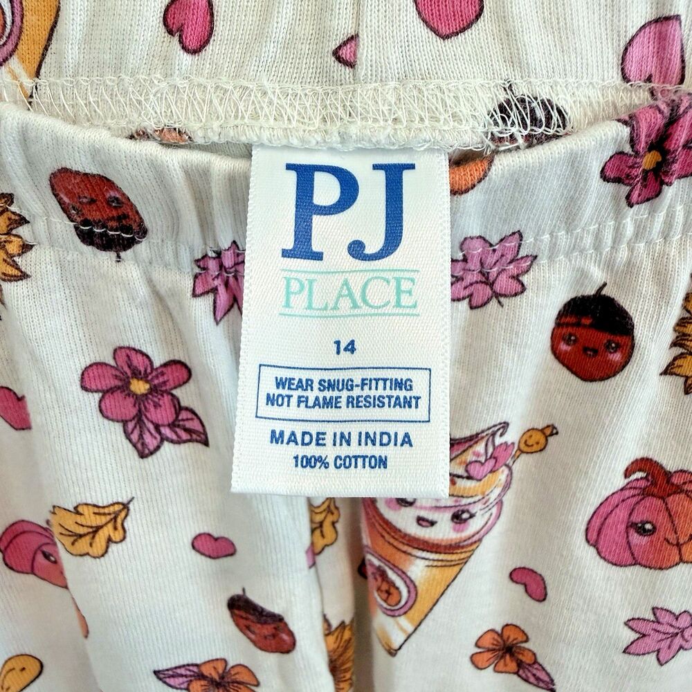 Children’s Place Girls Sz 14 Pajamas Pumpkin Spice Pjs PSL Autumn Fall Halloween - Picture 5 of 7